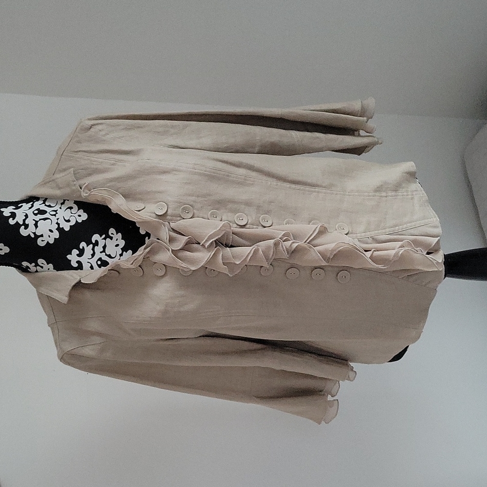 Multiples Beige Linen Blazer, Size L